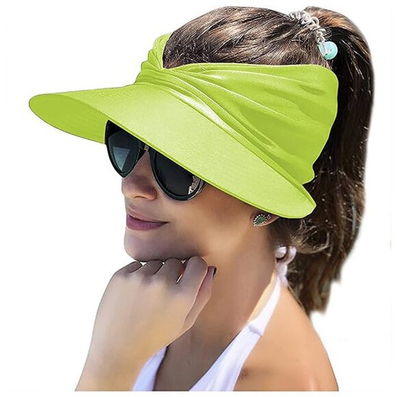 Accessories - Womens Sun Visor Hat Wide Brim Summer UPF 50+ UV Protection Beach Sport Cap